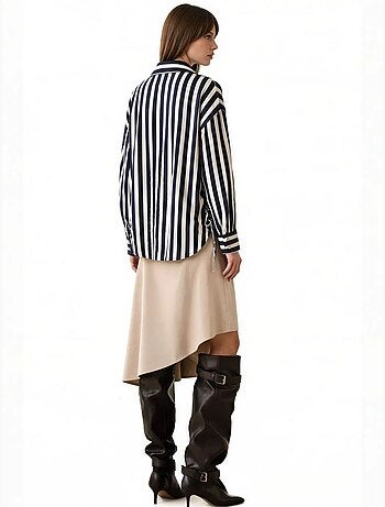 Camisa tejida a rayas con botones delanteros busem