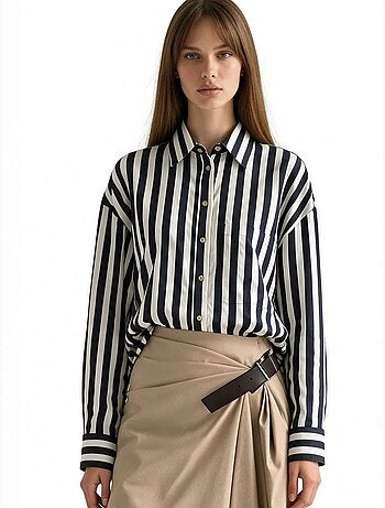 Camisa tejida a rayas con botones delanteros busem