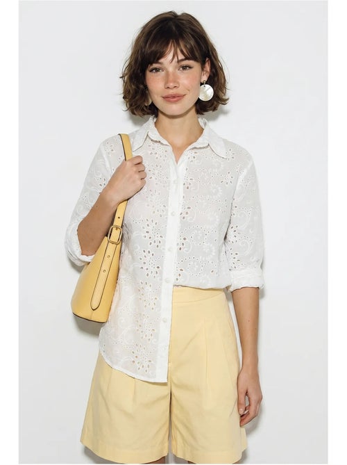 Camisa tejida bordada de corte relajado lucci - Kiabi Camisa tejida bordada de corte relajado lucci - Kiabi