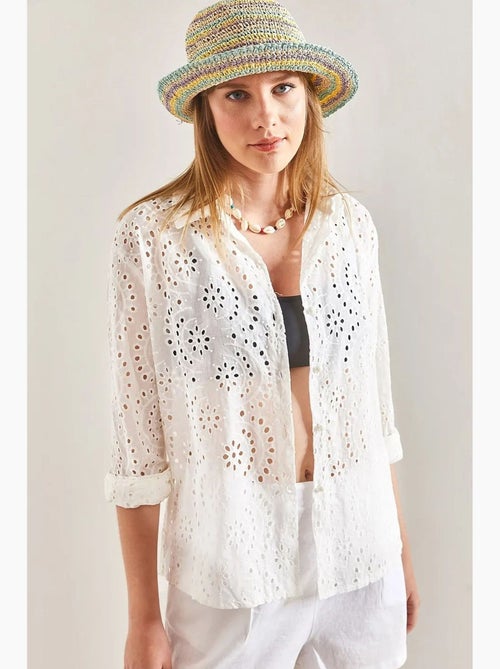 Camisa tejida de encaje bordado lucci - Kiabi