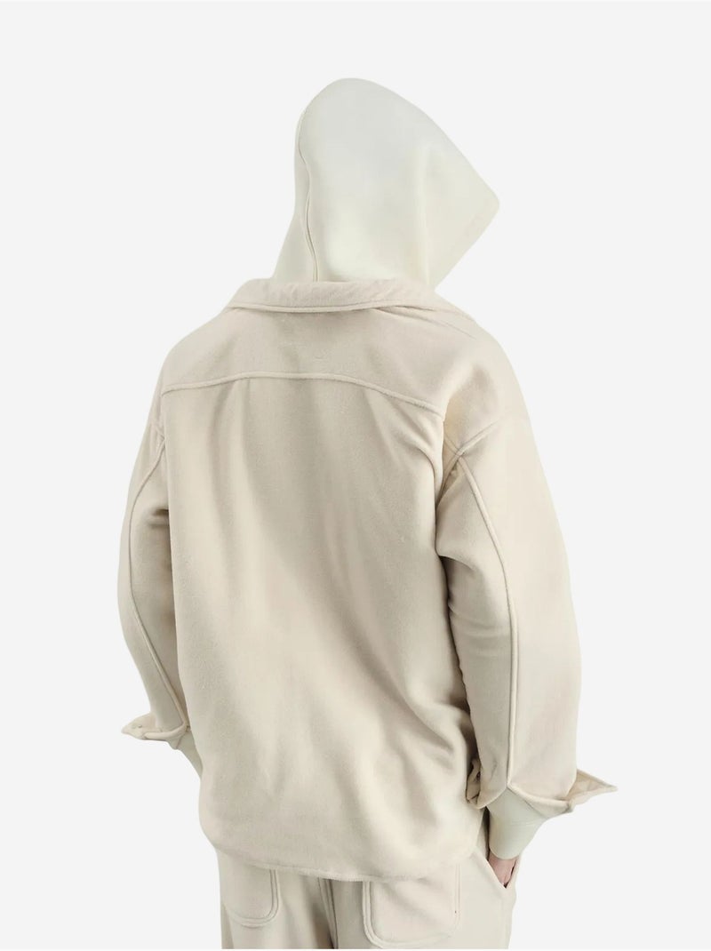 Camisa tejida de felpa extragrande con cierre a presión giesto Beige arcilla - Kiabi