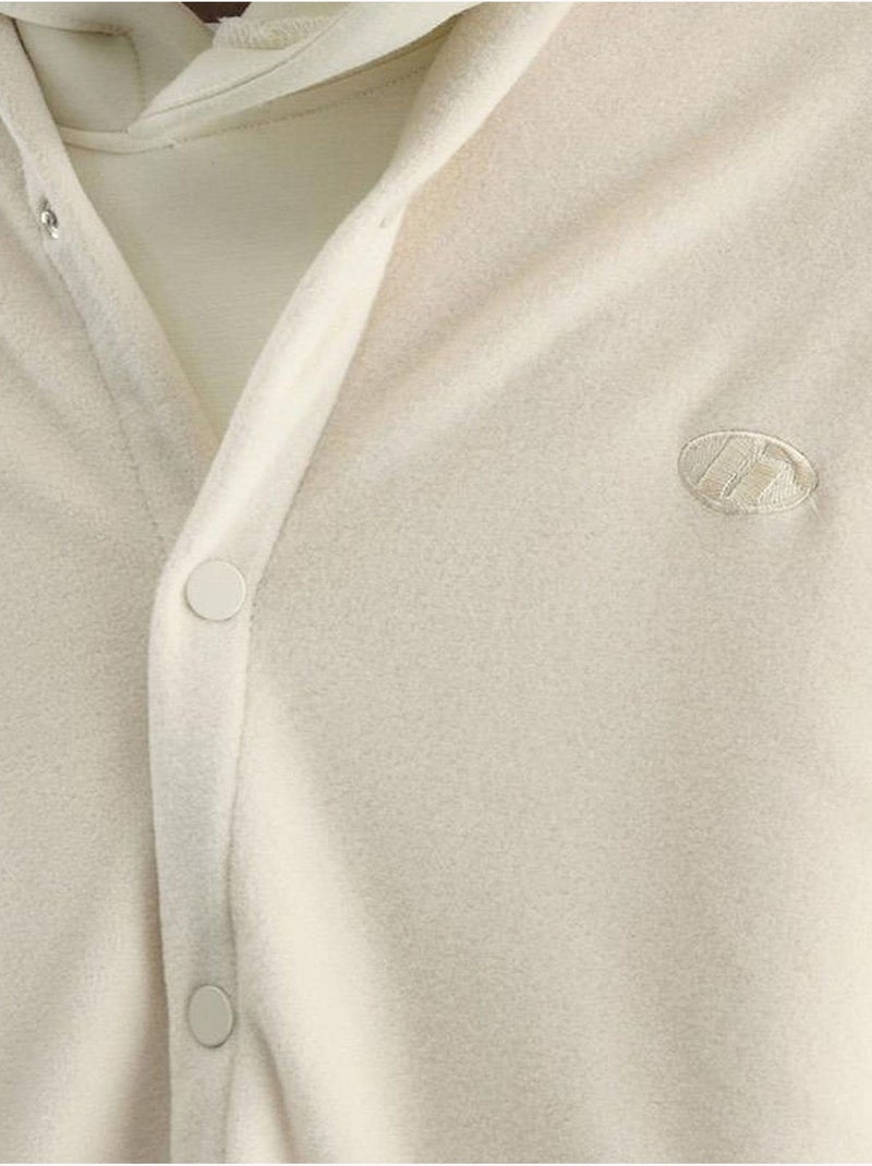 Camisa tejida de felpa extragrande con cierre a presión giesto Beige arcilla - Kiabi