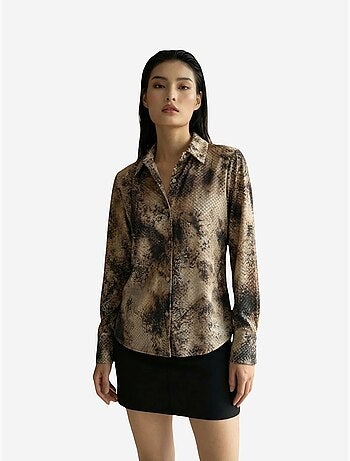 Camisa tejida de satén con estampado de serpiente my fashion