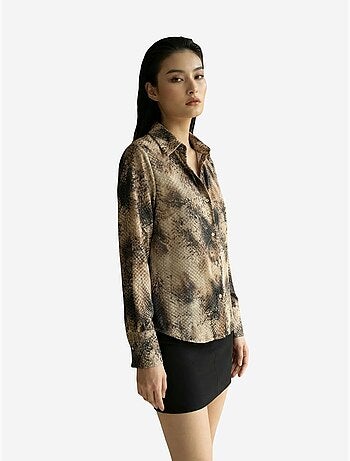 Camisa tejida de satén con estampado de serpiente my fashion