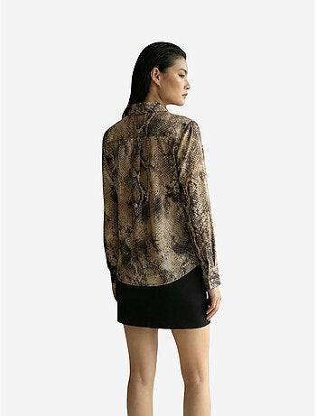 Camisa tejida de satén con estampado de serpiente my fashion