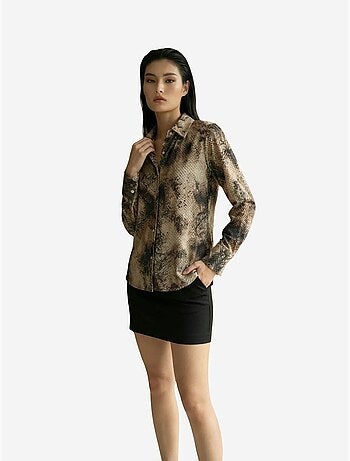 Camisa tejida de satén con estampado de serpiente my fashion