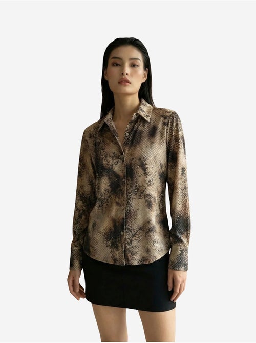 Camisa tejida de satén con estampado de serpiente my fashion - Kiabi Camisa tejida de satén con estampado de serpiente my fashion - Kiabi