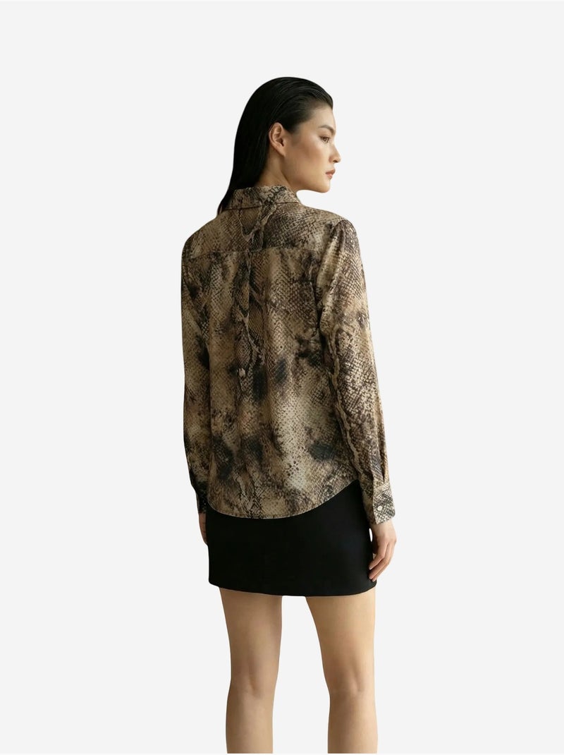 Camisa tejida de satén con estampado de serpiente my fashion Beige arcilla - Kiabi