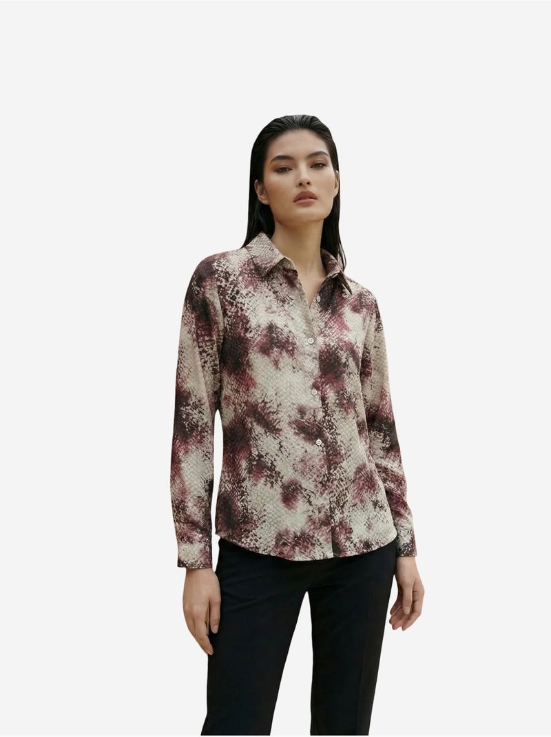 Camisa tejida de satén con estampado de serpiente my fashion Marrón claro - Kiabi