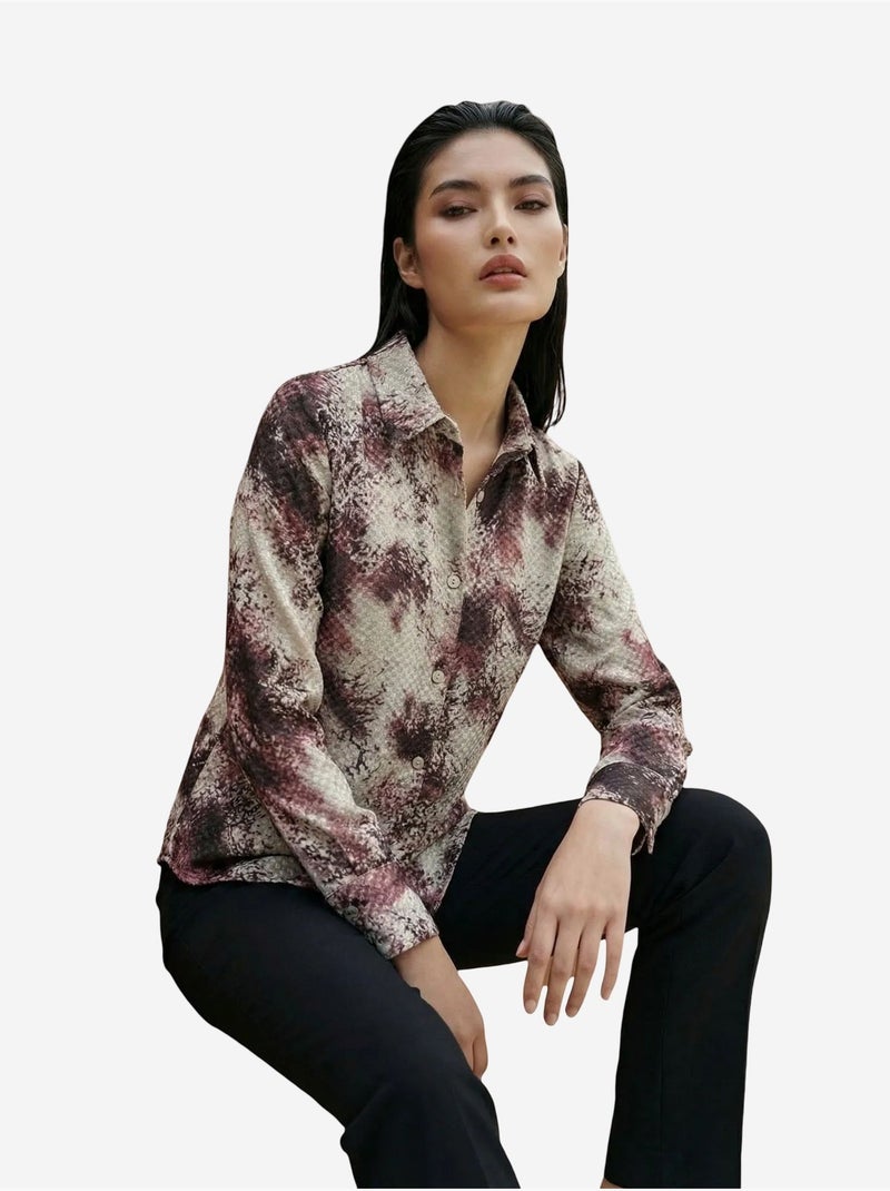 Camisa tejida de satén con estampado de serpiente my fashion Marrón claro - Kiabi