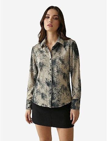 Camisa tejida de satén con estampado de serpiente my fashion