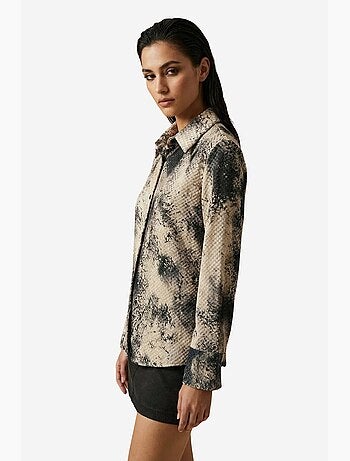 Camisa tejida de satén con estampado de serpiente my fashion