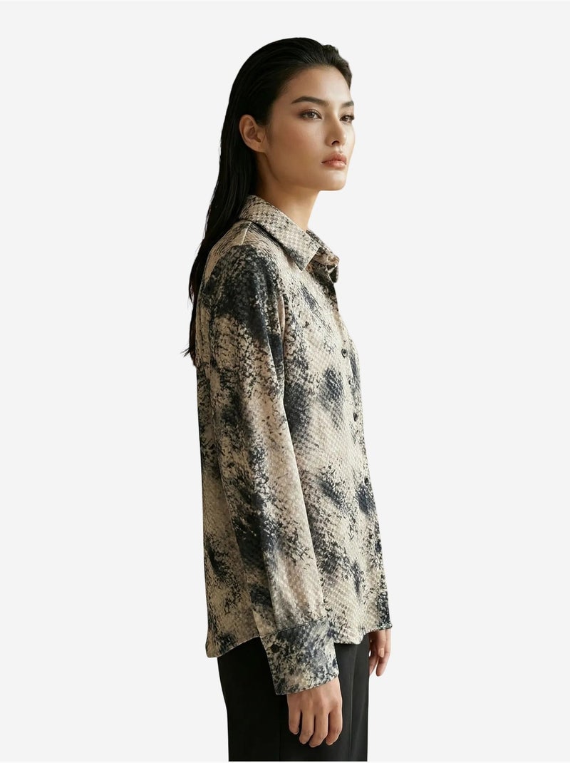 Camisa tejida de satén con estampado de serpiente my fashion Taupe - Kiabi