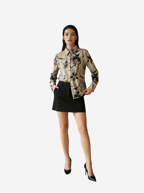 Camisa tejida de terciopelo abstracto para mujer my fashion - Kiabi Camisa tejida de terciopelo abstracto para mujer my fashion - Kiabi