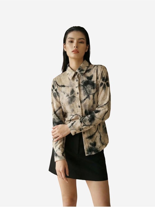 Camisa tejida de terciopelo abstracto para mujer my fashion - Kiabi Camisa tejida de terciopelo abstracto para mujer my fashion - Kiabi