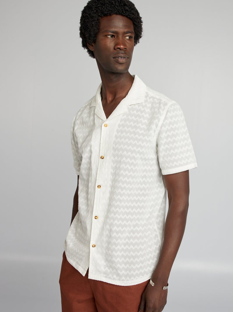 Camisa texturizada de manga corta BLANCO - Kiabi