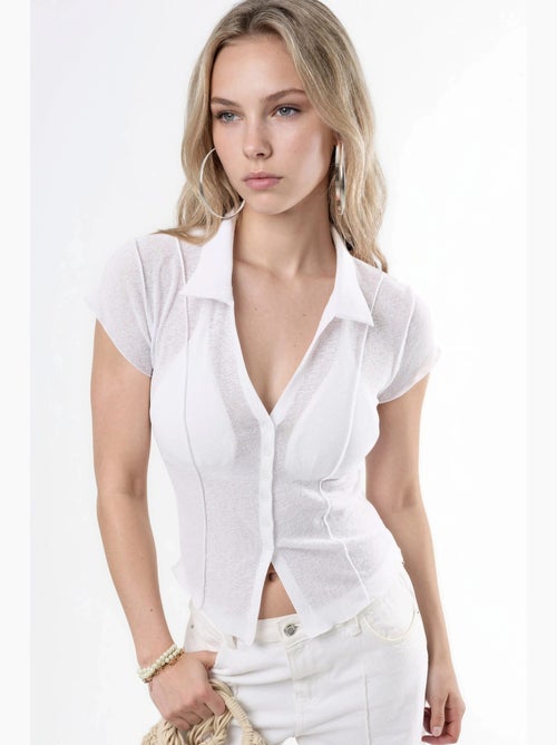 Camisa texturizada de manga corta con botones busem - Kiabi