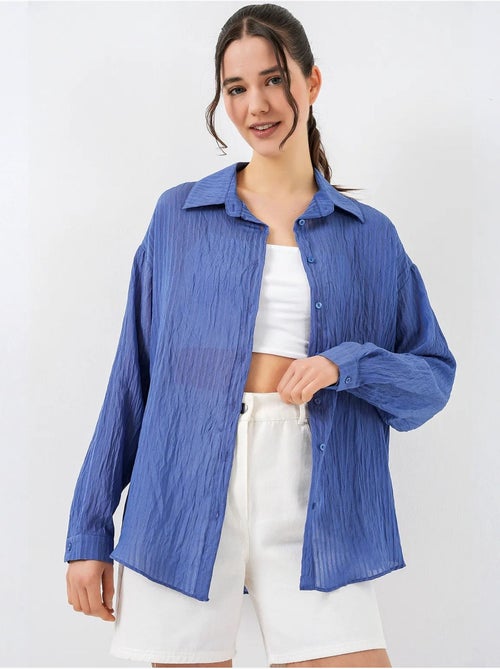 Camisa texturizada de manga larga con botones bdart - Kiabi Camisa texturizada de manga larga con botones bdart - Kiabi