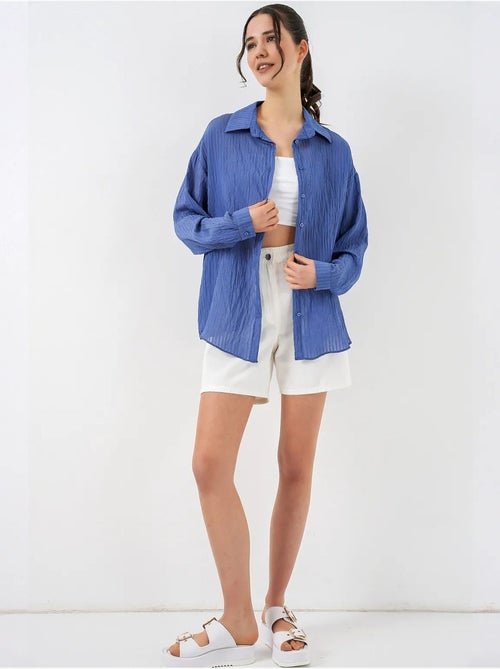 Camisa texturizada de manga larga con botones bdart - Kiabi Camisa texturizada de manga larga con botones bdart - Kiabi