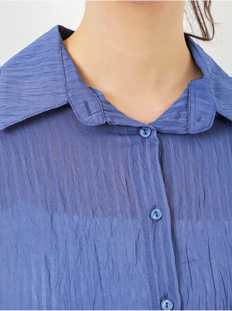 Camisa texturizada de manga larga con botones bdart Azul cobalto - Kiabi