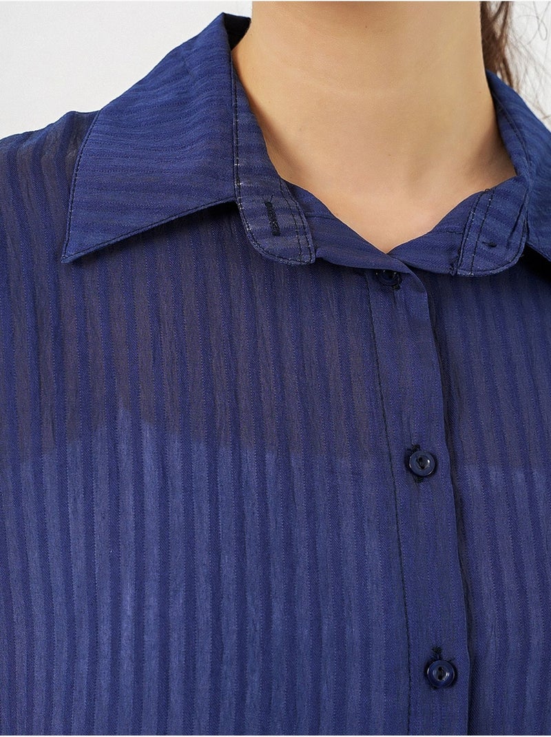 Camisa texturizada de manga larga con botones bdart Azul marino - Kiabi