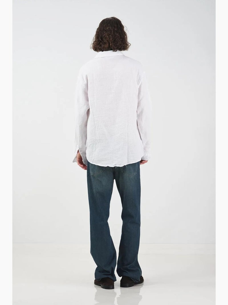 Camisa texturizada de manga larga de corte relajado giesto Blanco - Kiabi