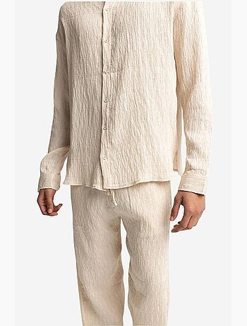 Camisa texturizada de manga larga y cuello redondo giesto