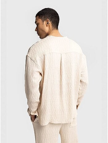 Camisa texturizada de manga larga y cuello redondo giesto