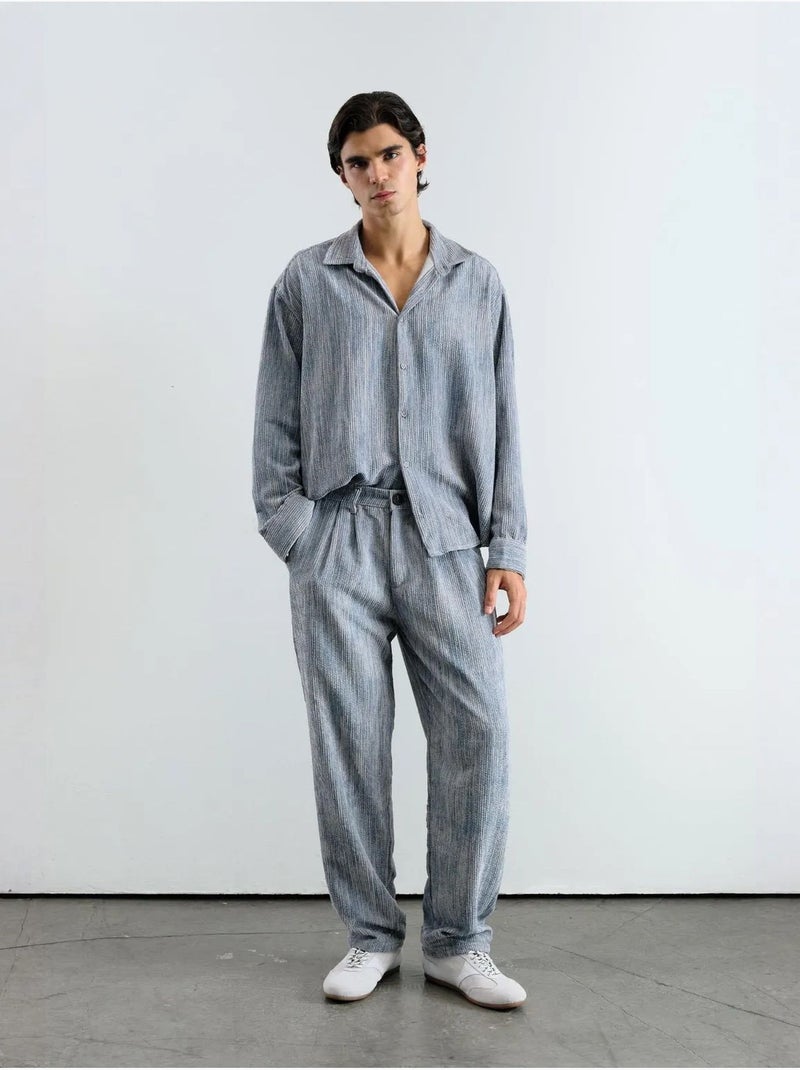 Camisa texturizada extragrande con botones giesto Azul claro - Kiabi