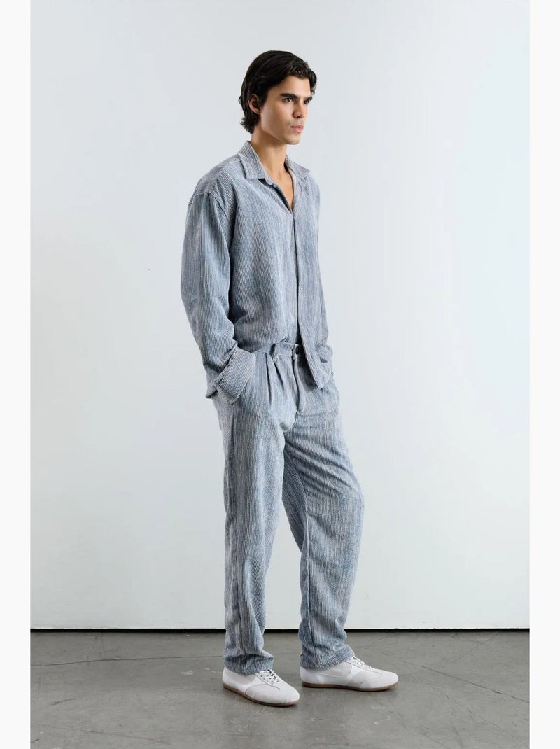 Camisa texturizada extragrande con botones giesto Azul claro - Kiabi
