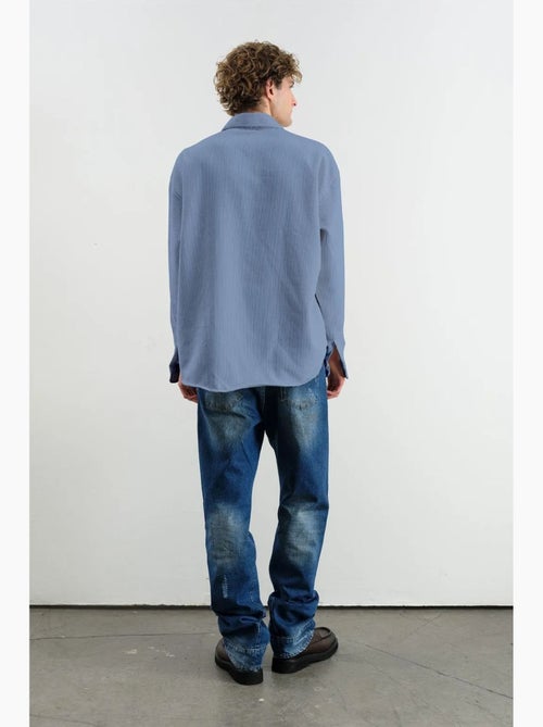 Camisa texturizada extragrande con botones giesto - Kiabi Camisa texturizada extragrande con botones giesto - Kiabi