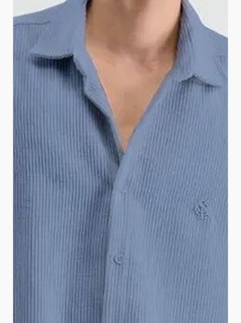 Camisa texturizada extragrande con botones giesto Azul claro - Kiabi