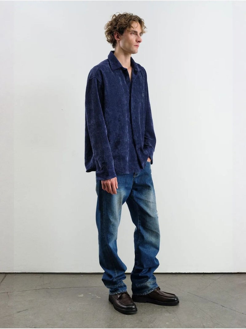 Camisa texturizada extragrande con botones giesto Azul marino - Kiabi