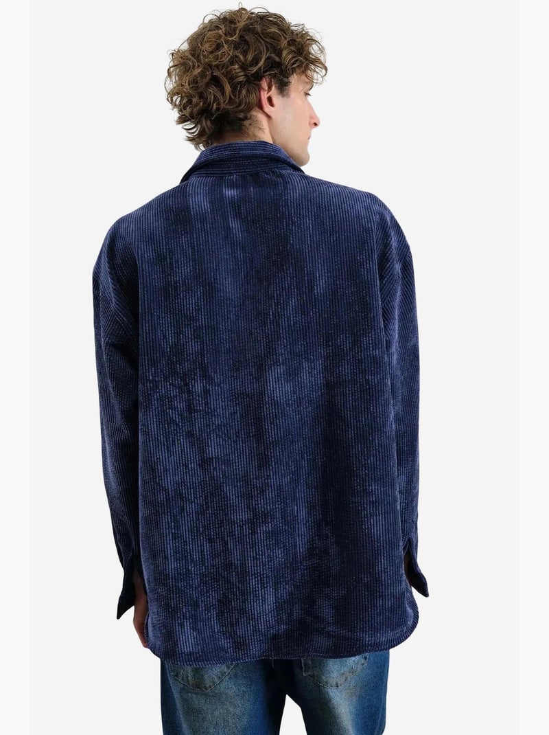 Camisa texturizada extragrande con botones giesto Azul marino - Kiabi