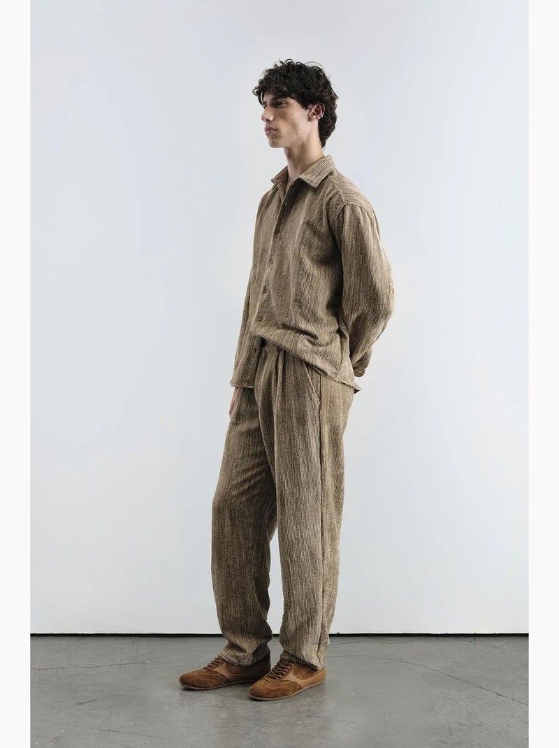 Camisa texturizada extragrande con botones giesto Marrón claro - Kiabi