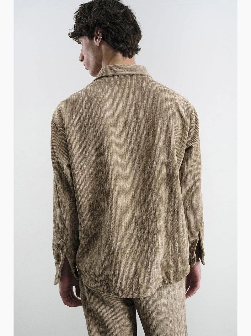 Camisa texturizada extragrande con botones giesto Marrón claro - Kiabi