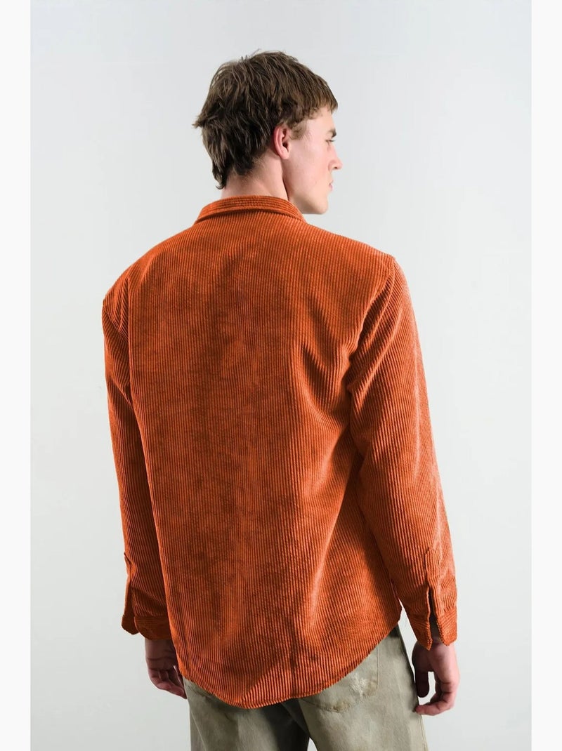 Camisa texturizada extragrande con botones giesto Naranja mandarina - Kiabi