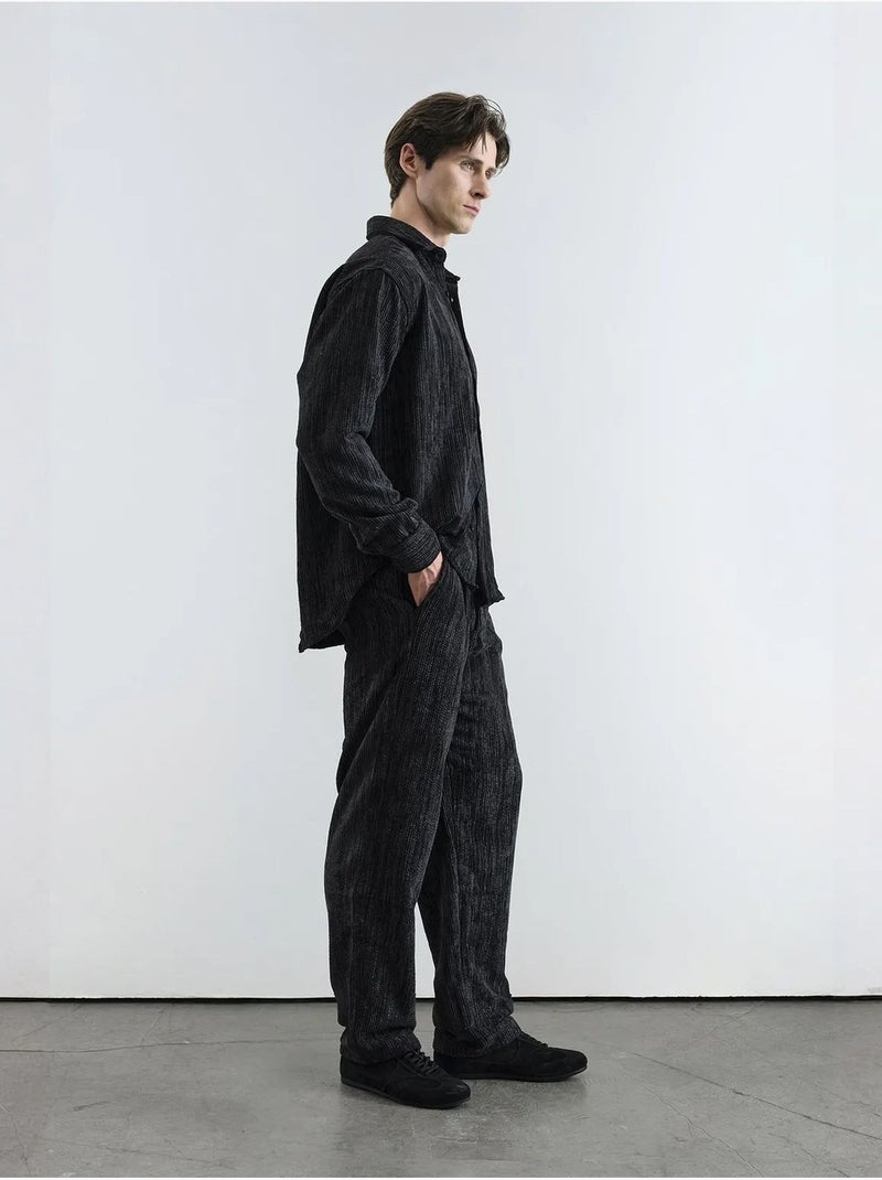 Camisa texturizada extragrande con botones giesto Negro - Kiabi
