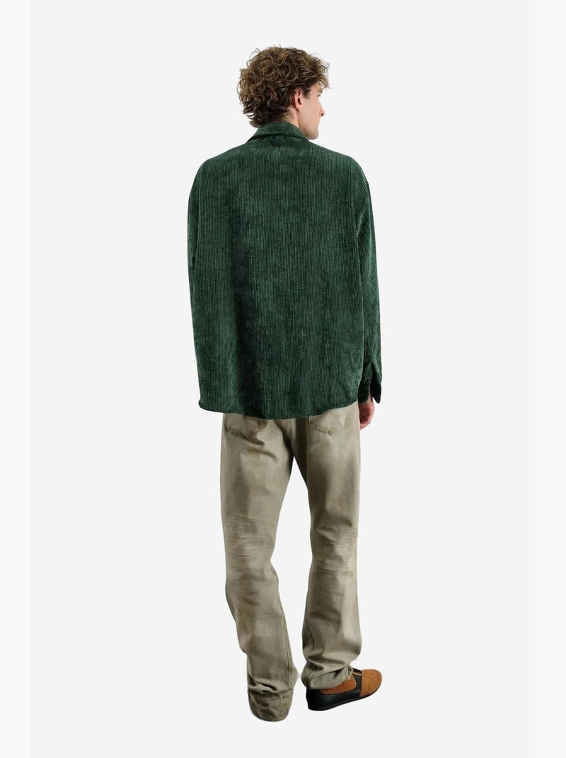 Camisa texturizada extragrande de manga larga con botones giesto Verde oscuro - Kiabi