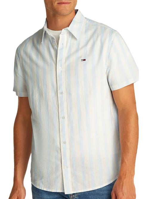 Camisa Tommy Hilfiger de lino a rayas para hombre - Kiabi Camisa Tommy Hilfiger de lino a rayas para hombre - Kiabi