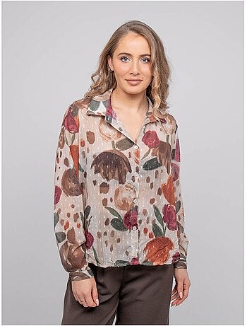 Camisa transparente con estampado floral oxelia