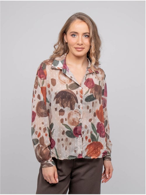 Camisa transparente con estampado floral oxelia - Kiabi