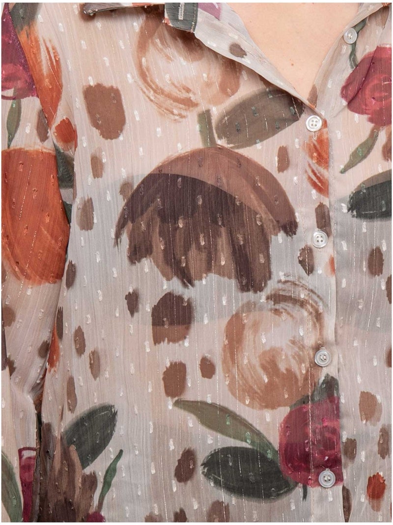 Camisa transparente con estampado floral oxelia Beige - Kiabi