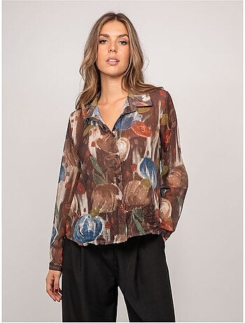 Camisa transparente con estampado floral oxelia