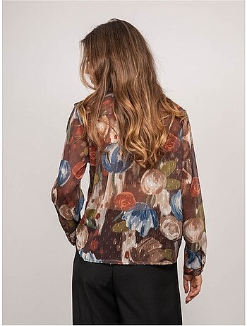 Camisa transparente con estampado floral oxelia
