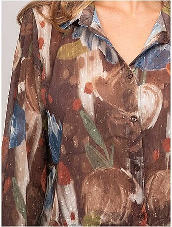 Camisa transparente con estampado floral oxelia