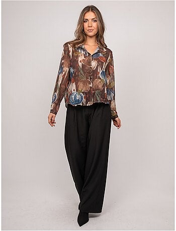Camisa transparente con estampado floral oxelia