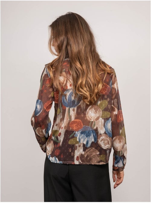 Camisa transparente con estampado floral oxelia - Kiabi