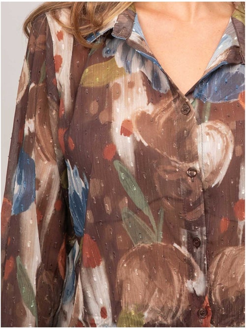 Camisa transparente con estampado floral oxelia - Kiabi