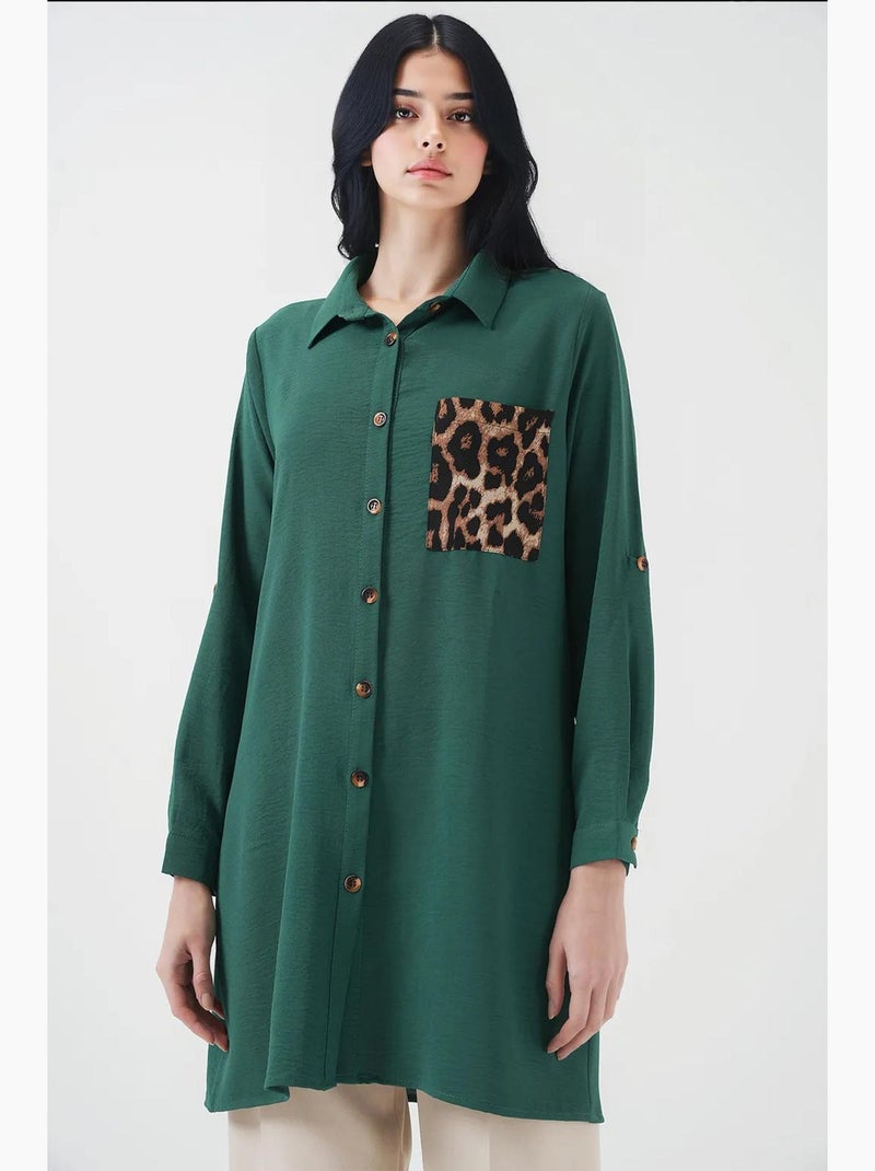 Camisa túnica con detalle de bolsillo bdart Verde esmeralda - Kiabi